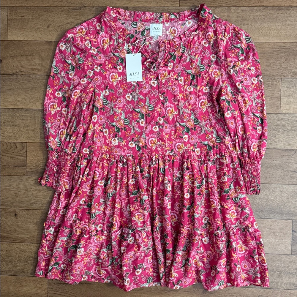 MISA Los Angeles Size Small NWT Maya Mini Dress Falaise Floral Pattern Pink Cute